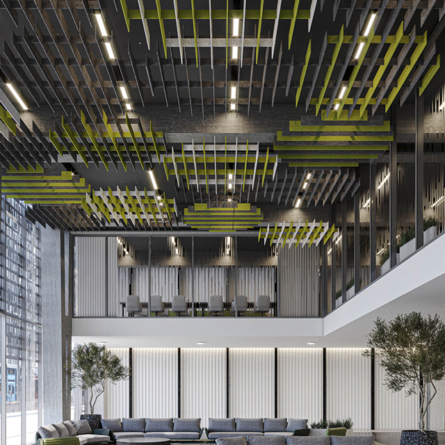 Painéis espaçados em comprimentos diferentes