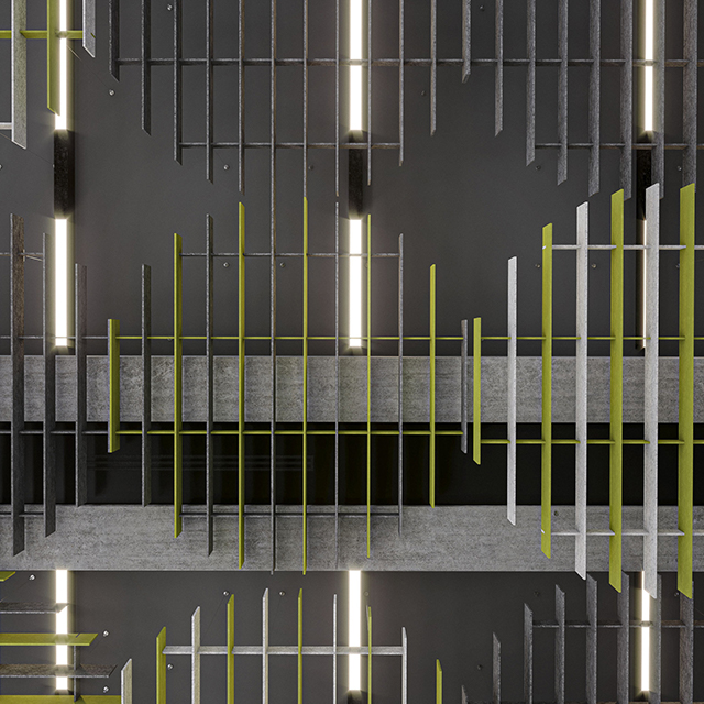 Painéis espaçados em comprimentos diferentes