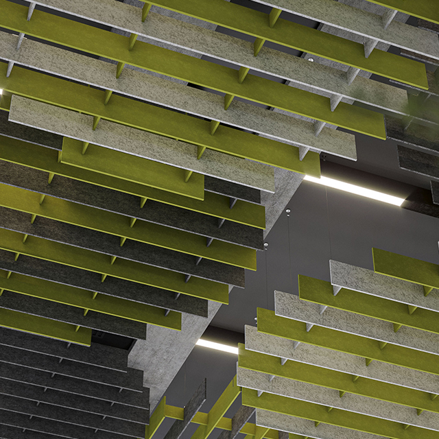 Painéis espaçados em comprimentos diferentes