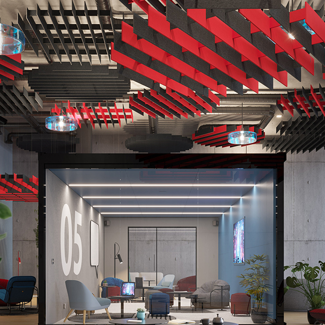 Painéis espaçados em comprimentos diferentes