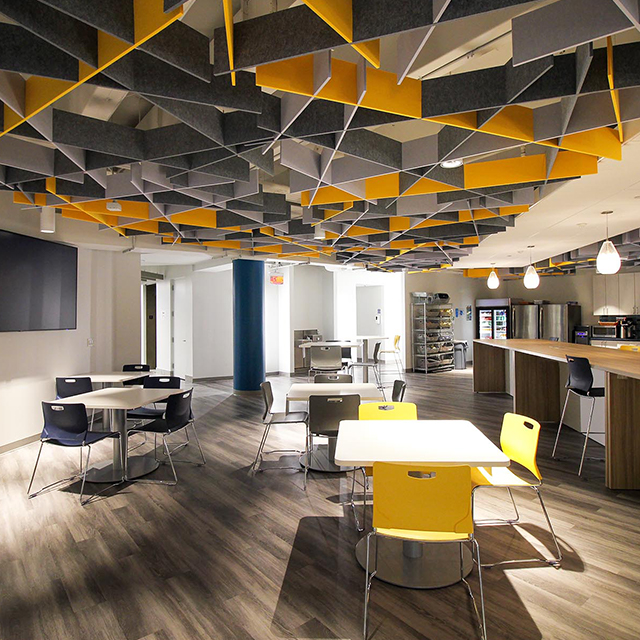 Módulos de teto acústico irregulares