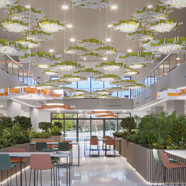 Módulos de teto acústico irregulares